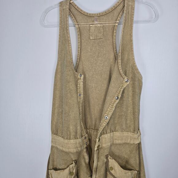 Free People Movement Timko Onesie Overall Matcha Tan Barrel Leg Boho Size Large - Picture 6 of 12
